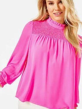 RARE -Lilly Pulitzer Hot Pink Cockatoo Pink Rhiannon Blouse